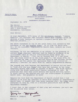 Letter from Mervyn Dymally to the editor of The California Journal, 1975